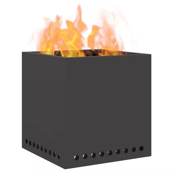 vidaXL Hoguera Sin Humo Cuadrada Negra 48x48x50 cm Acero - 1