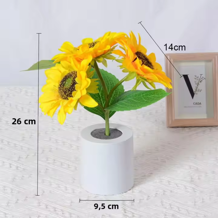 Lámpara De Noche LED Recargable Con Flores De Girasol Iluminación Interior Para Dormitorio Luz De Mesa Decorativa Para La Cama - 1