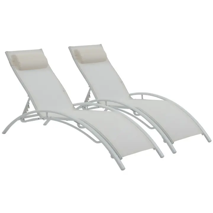Conjunto de dos tumbonas de aluminio Beauty - "Phoenix" - Crudo - 1
