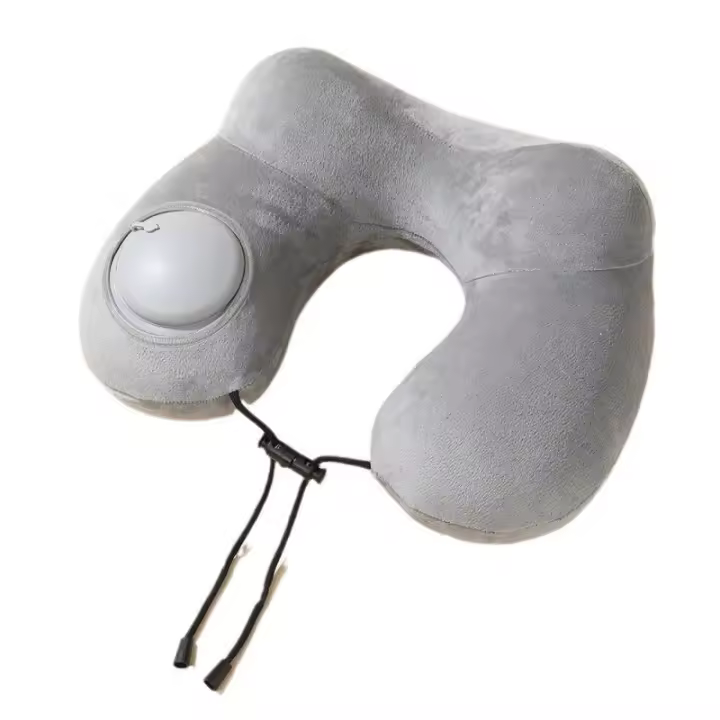 Almohada De Cuello Portátil Inflable Y Presión 1pc Desmontable Para Limpieza Adecuada Para Viajes De Negocios Y Camping - 1