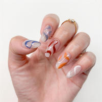 Juego De Uñas Postizas En Forma De Álamo 24Pcs Set Blanco Nublado Y Estelar Acrílicas Artísticas Para Mujeres Estilo Ins - details 1