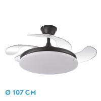 Fabrilamp - Ventilador Dc Tridente 59w 4aspas Desp.107d 6980lm Reg.intensidad Remoto+temporizador+memoria 3000-4000-6000k Abierto 107 cm, Cerrado 50 cm - details 3