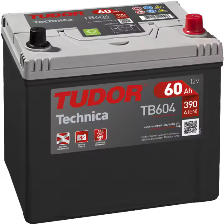 Batería de coche Tudor TB604 Technica. 12V - 60Ah/390A (EN) Caja D23 - 1