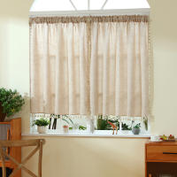 Valance De Cortina De Café De Color Puro Estilo Boho Japonés Decoración Para Ventanas Puertas Y Habitaciones Con Bolso Para Rodillo - details 7