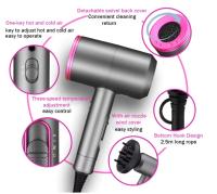 Cecidadi Secador Pelo Ionico, Secadores de Pelo iones Profesional Hair Dryer Motor AC Motor Rápido, 3 Temperaturas, Secador con Difusor y Concentrador para Cabello Rizado, Cuidado del Cabello a Temperatura Constante, Potencia 1800W - details 8