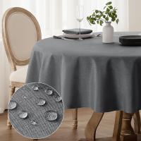 Tovaglia Rotonda Antimacchia 120 cm Diametro in Finto Lino Grigio Elegante Tovaglie da Esterno Impermeabile per Protezione Moderna Tavolo per Autunnale,Natalizia Feste,Compleanno,Matrimonio - details 2