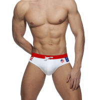 Bragas De Natación Para Hombre Briefs De Playa Deporte Acuático Estilo Sexy Con Palabras De La Bandera Y Copa Word Cup Material Poliéster Y Spandex - details 3