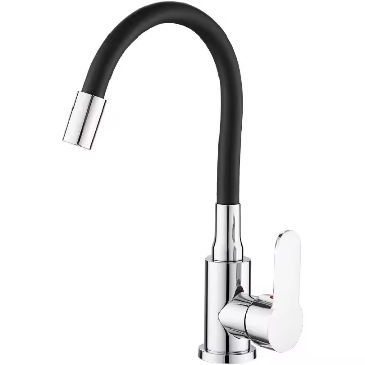 Grifo de fregadero, grifo universal giratorio 360 grados, grifo de cocina monomando Latón, silicona, metal, blanco/cromo - 1