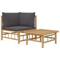vidaXL Set de muebles de jardín 2 piezas bambú con cojines Crema, Gris oscuro, Conjunto Terraza Muebles Jardín Exterior Juego de Muebles de jardín Mueble Jardín Exterior Muebles de Salon Exterior - details 0