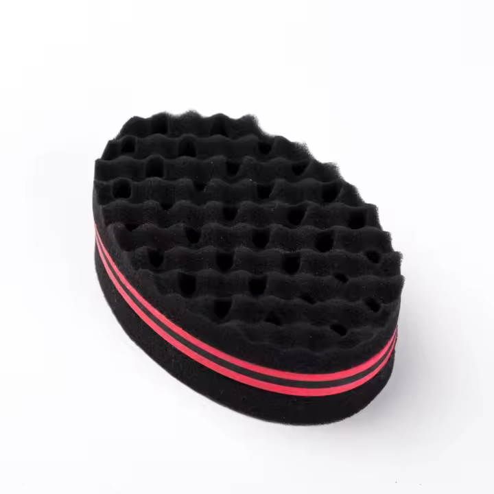 1 pieza de esponja multicabello para hombres, esponja para rizar, cepillo para el cabello, esponja para trenzas de rizos africanos, esponja para rizar perforada ovalada de doble propósito, cepillo para rizar el cabello desordenado - 1