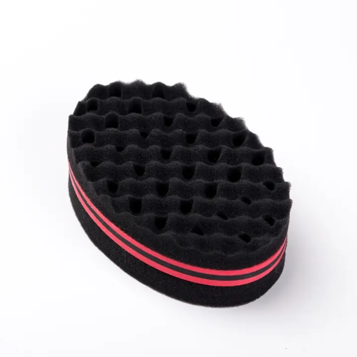 1 pieza de esponja multicabello para hombres, esponja para rizar, cepillo para el cabello, esponja para trenzas de rizos africanos, esponja para rizar perforada ovalada de doble propósito, cepillo para rizar el cabello desordenado - 1