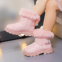 Botas De Invierno Para Niñas De Moda Con Pelo De Pluma Grueso Y Cálido Color Sólido Botas Cortas Para Niñas Estilo Británico Con Cierre SLIP-ON Talla Verdadera - details 12