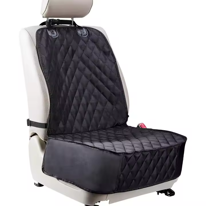 Funda para asiento de coche para perros para asientos delanteros. Protector de asiento de coche impermeable y antirayaduras para perros. Se adapta a la mayoría de camiones, furgonetas y SUV (negro). - 1