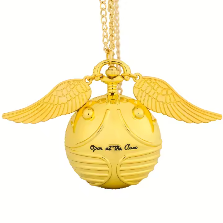 Reloj De Bolsillo Cuarzo Grande Y Pequeño Golden Snitch Con Colgante De Ángel Y Patrón De Cuarzo Para Hombres Y Mujeres Moda Casual Sin Etiquetas - 1