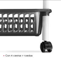 Carrito de Cocina con 4 Cestas y Ruedas, 40x30x85cm, Plástico Libre de BPA y Metal - details 2