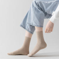 Juego De 5 Pares De Calcetines Casuales Para Mujer De Algodón De Japón Color Sólido Medio Longitud Para Otoño - details 6