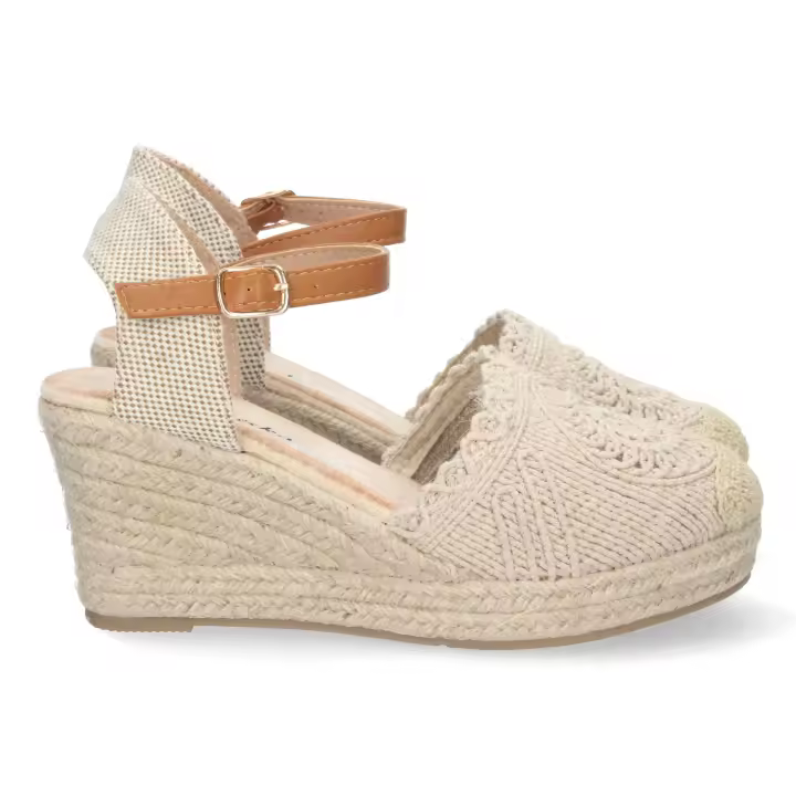 PuntoSalao Alpargatas de cuña en yute crochet mujer color beige - 1