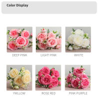 Bellos Rosas Y Peonías Flores Artificiales De Seda Blancas Para Decoración De Hogar Fiesta Invierno Boda Bouquet En Vaso Barato Planta Falsa - details 4