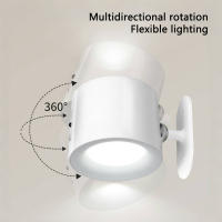 Lámpara De Pared LED Recargable USB Luz Nocturna Portátil Sin Cable Control Táctil Rotación De 360 Grados Para Lectura En La Cama Dormitorio - details 1