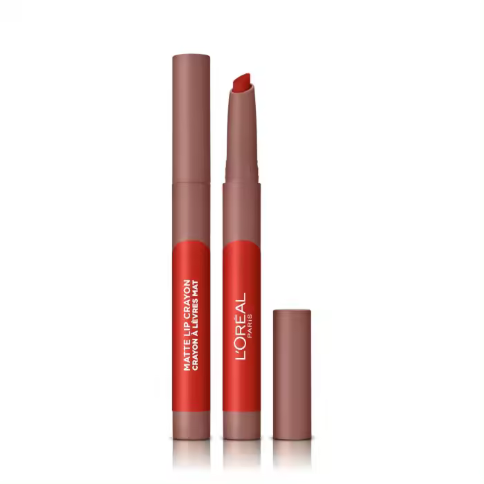 L'Oreal Paris Make-up Designer - Pintalabios Matte Crayón 110 Caramel Rebel permanente, rojo - 1