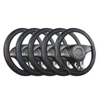 Cubierta De Volante Deportiva De PU Sin Riel Para Coche Universal Adecuada Para Interiores De Coche De 15 Pulgadas En Negro - details 6