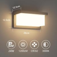 Aplique de pared para exterior de 2 LED,24 W, 3000 K,IP65, Resistente al agua, para interior y exterior, Aluminio rectangular - details 1