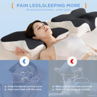 Almohada De Espuma De Memoria Ortopédica 1PC Forma De Mariposa Protección Del Cuello Suave Almohada De Cuidado De Salud Para Adultos - details 3