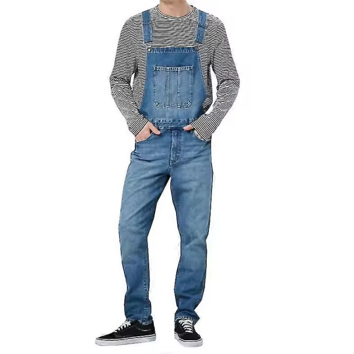 Men Jeans Pants Denim Dungarees Overalls Bib And Brace Work Trousers - 1