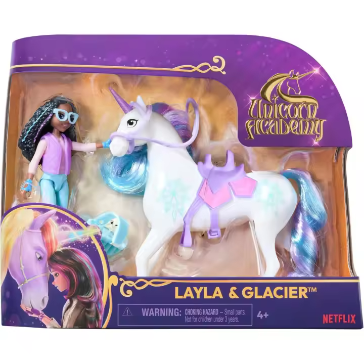 ACADEMIA UNICORNIO - Muñeca Layla, Figura Glacier 'Glaciar' y Accesorios - Unicornio para Niñas - Juguetes Niña 4 años + (Spin Master 6066849) - 1