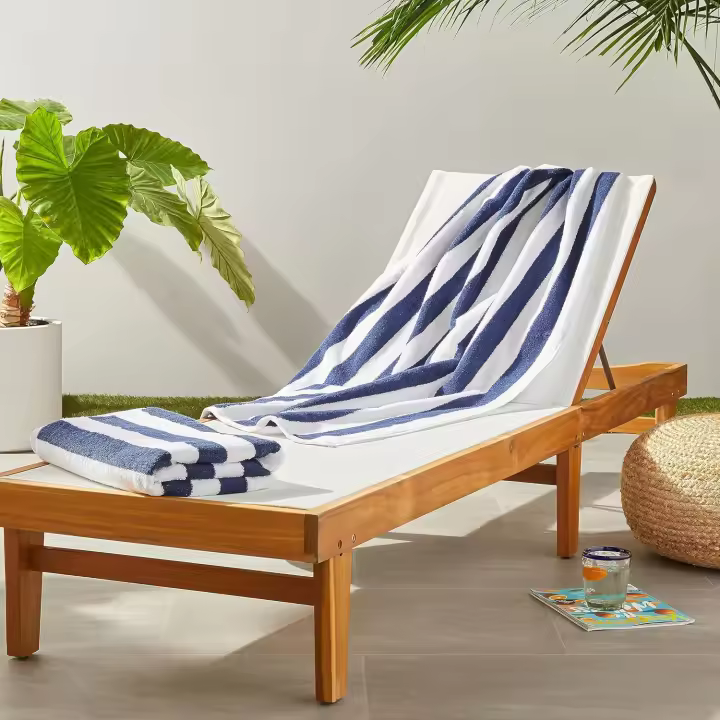Toalla de Playa y Pool en Rayas de Algodón de Rizo Cabana, paquete de 1, Azul Marino, 76x152 cm - 1