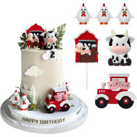 6pcs Decoración De Pastel De Animal Para Fiesta De Cumpleaños En Granja Adornos De Pastel De Bovino Para Baño De Mantequilla De Bebé Decoración De Fiesta - details 0