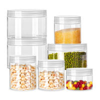 Jars De Almacenamiento 12pcs 30-150ml Vacíos Con Tapa Clara De Cosméticos Contenedor Refillable De Balm Botella De Viaje De Plástico - details 1