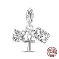 Encanto De Cruz Corona Virgen María En Plata De Ley 925 Para Pulseras Pandora Joyería Fina Para Mujer Regalo Irregular - details 15