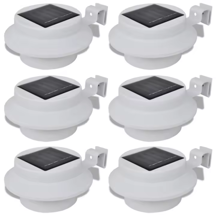vidaXL 6x Focos para Valla de Jardín LED Energía Solar Luz de Exterior Color Blanco,  Negro, y mas - 1