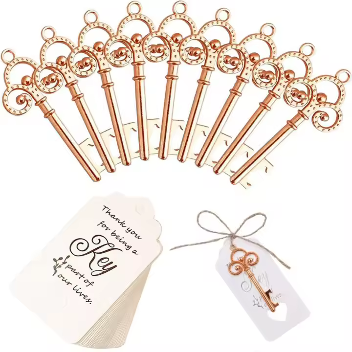 10pcs Abrebotellas Con Llavero Vintage De Esqueleto Y Etiqueta Gracias Para Favors De Boda Regalos Para Fiesta De Boda - 1
