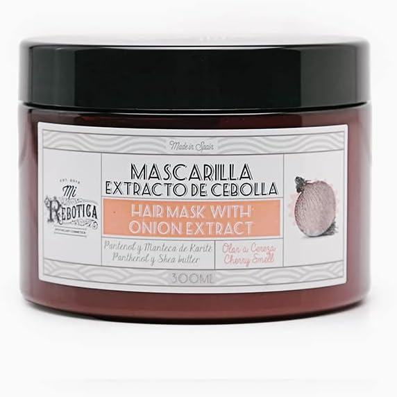 Mascarilla Capilar Nutritiva Mi Rebotica Cabellos Normales o Grasos Extracto de Cebolla Olor a Cereza (300 Ml)