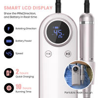 Taladro De Uñas Recargable 45000RPM Máquina De Manicura Profesional Con Pantalla LCD Portátil Taladro Sin Cable Set De Arte De Uñas - details 2