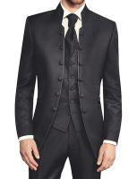 Traje De Boda Para Hombre Conjunto De Traje Conchilla + Pantalones + Chaleco Estilo Británico Personalizado Tuxedo Casual - details 1