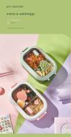 Caja de almuerzo, caja de almuerzo térmica duradera hecha de acero inoxidable, segura, portátil para oficina (verde) - details 3