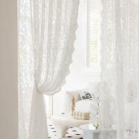 Cortina De Encaje Blanca Con Bordado Floral Transparente Para Sala De Estar Decoración De Ventanas Y Puertas Estilo Romántico Y Lindo - details 1