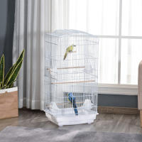 PawHut Jaula para Pájaros 46,5x35,5x92 cm Pajarera de Metal con Puertas 4 Comederos 3 Perchas Columpio Bandeja Extraíble y Asa de Transporte para Loro Canario Periquito - details 1