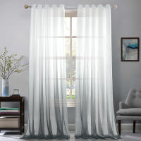 Cortinas de Tul Blanco Gris Tul Opaco Tul Degradado Ojal Tul Elegante Decoración de Ventana Tul Sala de Estar Balcón Dormitorio 2 Piezas (132 cm * 244 cm) - 52 W * 96 L cm - details 0
