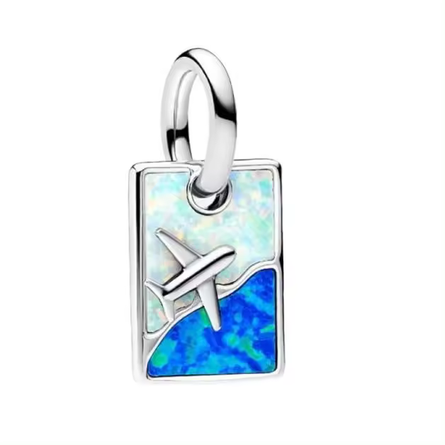 Pandora Moments 793913C01 - Colgante de plata de ley con ópalo sintético, compatible con Me y Moments, 2,6x12,3x8,7 mm, Plata de ley, Ópalo，Viene con embalaje de caja de regalo original. - 1