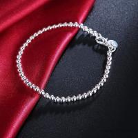 Pulsera de plata para mujer, pulsera retro con dijes de plata de ley 925 para mujer, joyería de cuentas redondas de 4 mm a la moda, pulsera de plata con personalidad - details 0