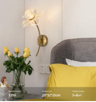 Lámpara De Pared LED Moderna En Forma De Flor Electroplateada Iluminación Para Dormitorio Estudio Comedor Sala De Estar Decoración De Fondo - details 15
