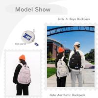 Bonita mochila estética para Niños, Escuela Secundaria, Estudiantes, color sólido mochila de viaje - details 4