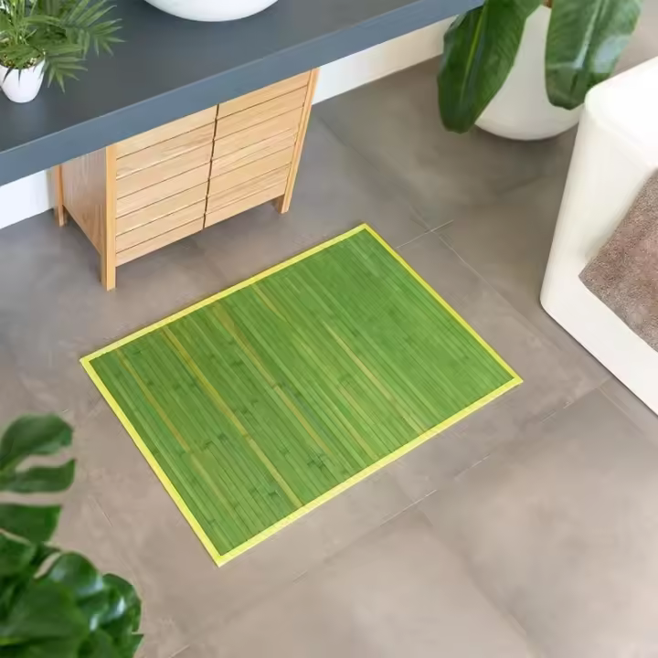 Dcasa Alfombra pasillera de bambú verde 60 x 90 cm - 1