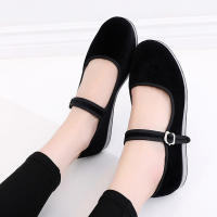 Dynadans-Women Ballet Tango Dance Shoes Indoor Dance Practice, Coral Velvet Upper, Black with 2.5cm Heel - details 5