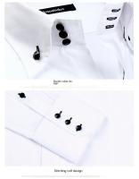 Camisa De Encaje Para Hombre Estilo Coreano Moda Formal Slim Fit Manga Larga Blanca Diseñadora Para Otoño Cuello Botón - details 5