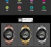 Reloj De Pulsera Deportivo De Moda Para Hombre SKMEI 1370 Lujo Acero Inoxidable Resistente Al Agua Cronógrafo Dual Pantalla LED Y Analógica - details 3